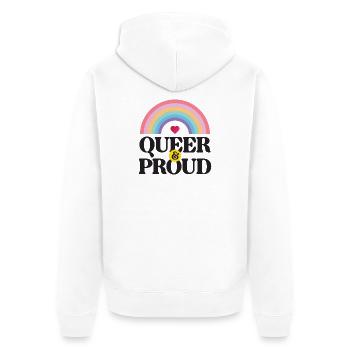 Mois de la fierté LGBT - Queer et fier - Veste à capuche bio Premium Unisexe - blanc - Dos - Thijin (182cm)