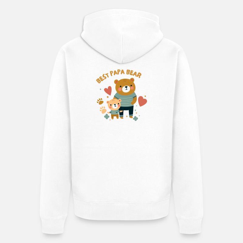Fête des pères. Meilleur Papa Bear - Veste à capuche bio Premium Unisexe - blanc