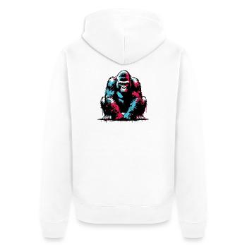Gorilla - Unisex Premium Organic Zip Hoodie - white - Back - Thijin (182cm)