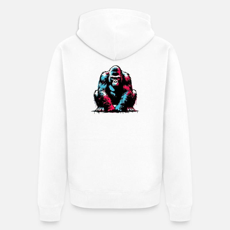 Gorille - Veste à capuche bio Premium Unisexe - blanc