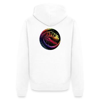 buntes Dinosaurierskelett für Dino Fans - Unisex Premium Bio Zip Hoodie - Weiß - Hinten - Thijin (182cm)