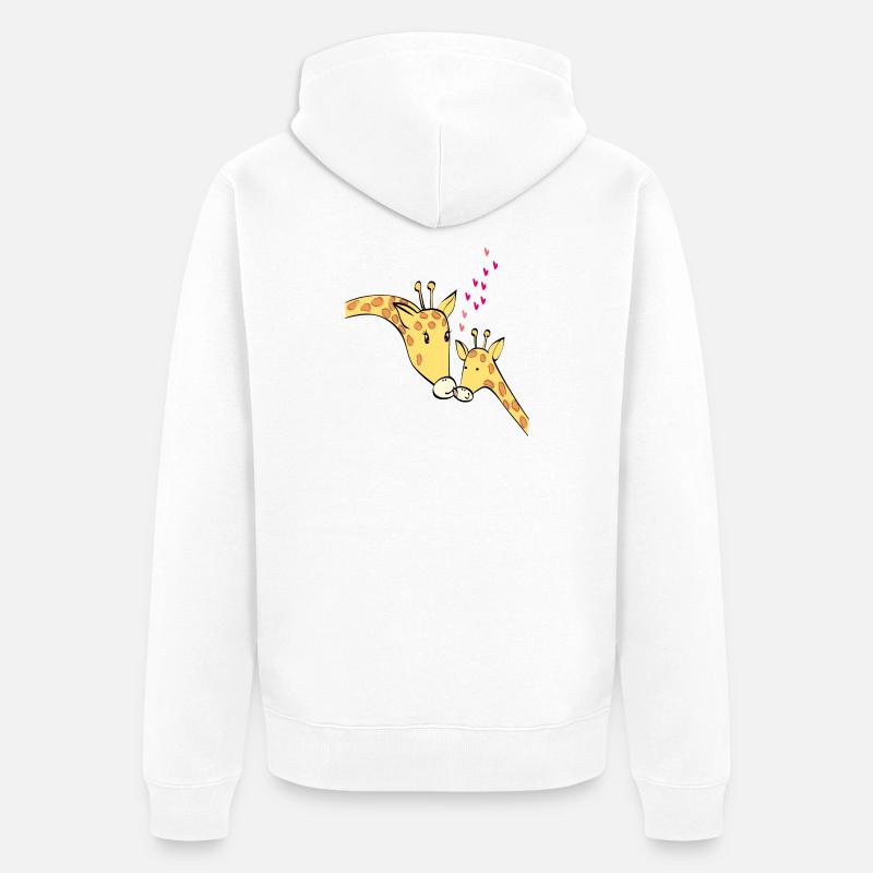 Girafes amoureuses - Veste à capuche bio Premium Unisexe - blanc