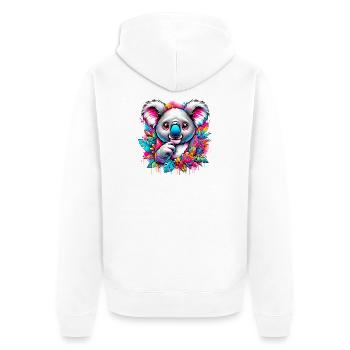 Koala - Unisex Premium Bio Zip Hoodie - Weiß - Hinten - Thijin (182cm)