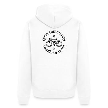 Fahrrad Rennrad Tour Logo Mannschaft Gravel Icon - Unisex Premium Bio Zip Hoodie - Weiß - Hinten - Thijin (182cm)