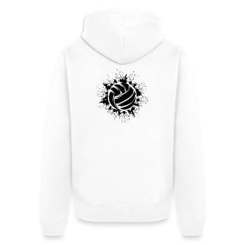 Volleyball Ball Explosion Volleyballer Symbol Logo - Unisex Premium Bio Zip Hoodie - Weiß - Hinten - Thijin (182cm)