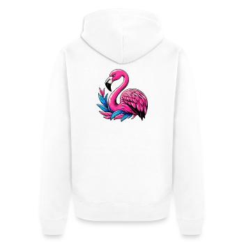 Flamingo - Unisex Premium Bio Zip Hoodie - Weiß - Hinten - Thijin (182cm)