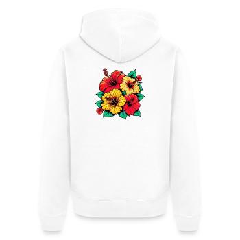 Hibiscus Flowers - Unisex Premium Organic Zip Hoodie - white - Back - Thijin (182cm)