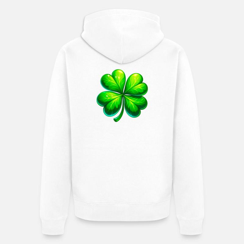 Trèfle à quatre feuilles - Veste à capuche bio Premium Unisexe - blanc