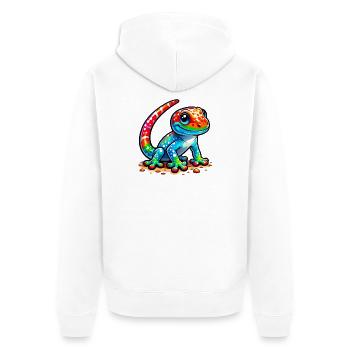 Gecko - Unisex Premium Bio Zip Hoodie - Weiß - Hinten - Thijin (182cm)
