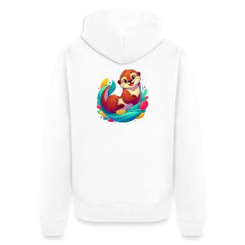 Otter - Unisex Premium Bio Zip Hoodie - Weiß - Hinten - Thijin (182cm)