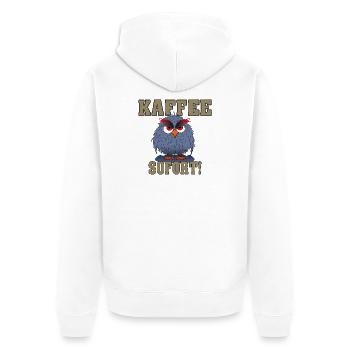 Eule Sofort Kaffee - Unisex Premium Bio Zip Hoodie - Weiß - Hinten - Thijin (182cm)