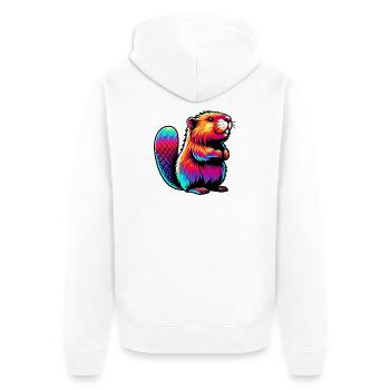 Bieber - Unisex Premium Bio Zip Hoodie - Weiß - Hinten - Thijin (182cm)