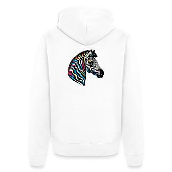 Zebra - Unisex Premium Bio Zip Hoodie - Weiß - Hinten - Thijin (182cm)