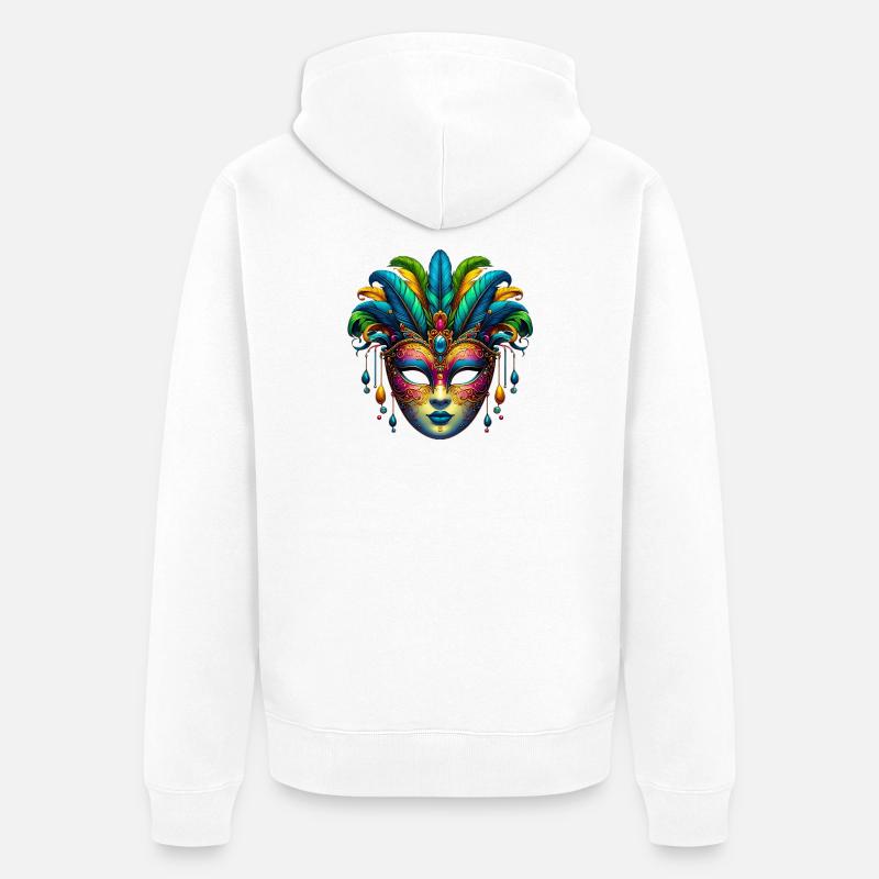 Masque du Carnaval de Venise - Veste à capuche bio Premium Unisexe - blanc