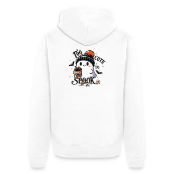 cooler Geist mit Pudelmütze & Pumpkin Spice Latte - Unisex Premium Bio Zip Hoodie - Weiß - Hinten - Thijin (182cm)