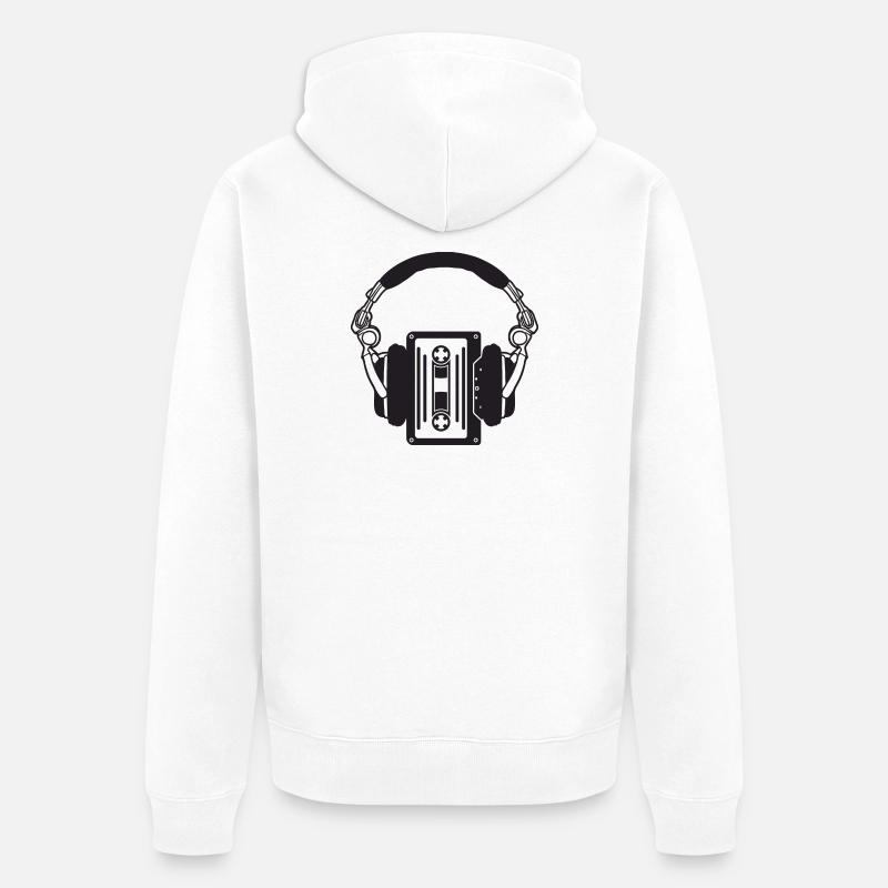 Casque rétro avec cassettes boho - Veste à capuche bio Premium Unisexe - blanc