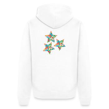 WEIHNACHTEN. FROHE WEIHNACHTEN. STERN. FROHE WEIHNACHTEN - Unisex Premium Bio Zip Hoodie - Weiß - Hinten - Thijin (182cm)
