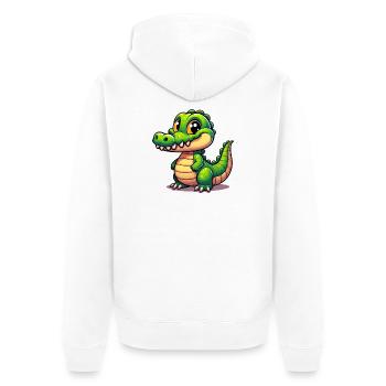 Alligator-Krokodil - Unisex Premium Bio Zip Hoodie - Weiß - Hinten - Thijin (182cm)
