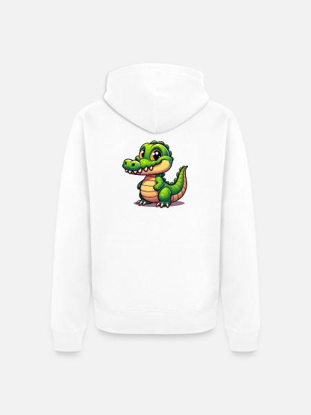 Alligator Crocodile - Unisex Premium Organic Zip Hoodie - white