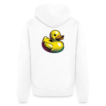 Ente Ente Ente Ente Ente - Unisex Premium Bio Zip Hoodie - Weiß - Hinten - Thijin (182cm)
