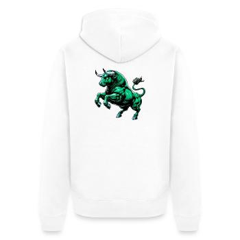 Bull - Unisex Premium Organic Zip Hoodie - white - Back - Thijin (182cm)