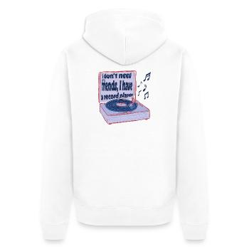Des platines au lieu d’amis – la musique suffit - Veste à capuche bio Premium Unisexe - blanc - Dos - Thijin (182cm)