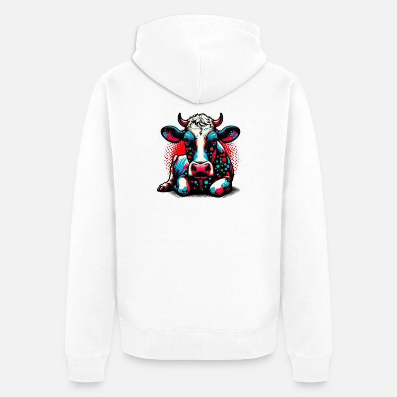 Vache - Veste à capuche bio Premium Unisexe - blanc