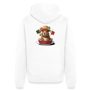 Charmantes Wasserschwein in festlichen Nudeln - Unisex Premium Bio Zip Hoodie - Weiß - Hinten - Thijin (182cm)