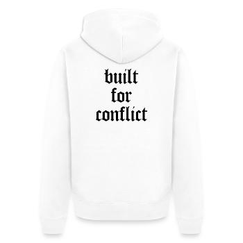 Built for Conflict - Bodybuilding & Gym - Unisex Premium Bio Zip Hoodie - Weiß - Hinten - Thijin (182cm)