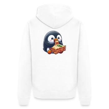 Süßer Pinguin mit Lasagne Italienisch Essen - Unisex Premium Bio Zip Hoodie - Weiß - Hinten - Thijin (182cm)