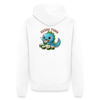 Cute dinosaur with sushi theme - Unisex Premium Organic Zip Hoodie - white - Back - Thijin (182cm)