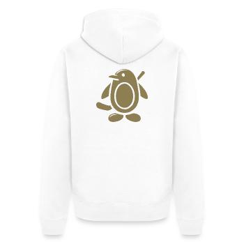 Pinguin Eishockey Silhouette Minimalistisch - Unisex Premium Bio Zip Hoodie - Weiß - Hinten - Thijin (182cm)