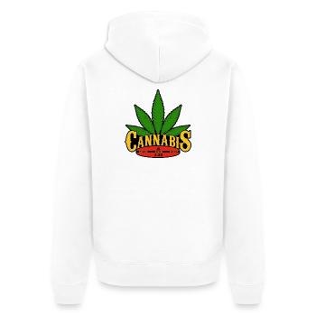 Cannabis Blatt Retro Abzeichen Design - Unisex Premium Bio Zip Hoodie - Weiß - Hinten - Thijin (182cm)
