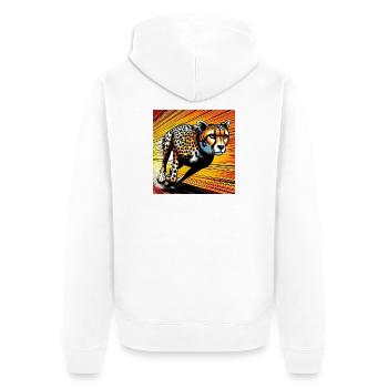 Gepard - Unisex Premium Bio Zip Hoodie - Weiß - Hinten - Thijin (182cm)
