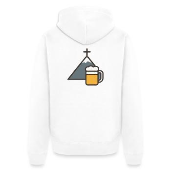 Bergkreuz Beer Summit - Unisex Premium Organic Zip Hoodie - white - Back - Thijin (182cm)
