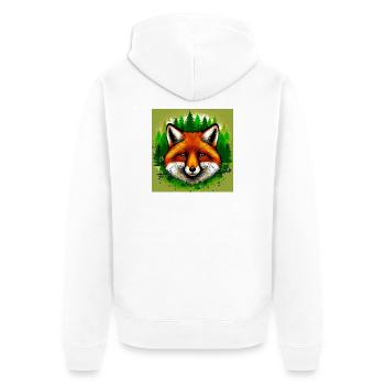 fox - Unisex Premium Organic Zip Hoodie - white - Back - Thijin (182cm)