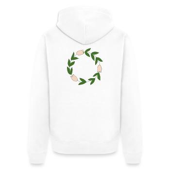 Eleganter Blumenkranz mit zarten Blüten - Unisex Premium Bio Zip Hoodie - Weiß - Hinten - Thijin (182cm)