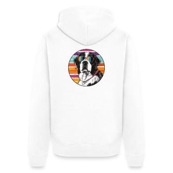 Cooler Hund mit Sonnenbrille  - Unisex Premium Bio Zip Hoodie - Weiß - Hinten - Thijin (182cm)