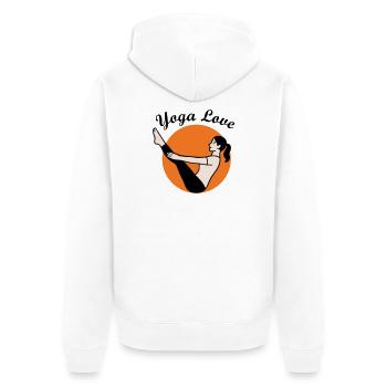 Yoga Love - Unisex Premium Bio Zip Hoodie - Weiß - Hinten - Thijin (182cm)