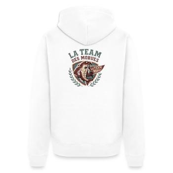 Morues Musclées La Team - Veste à capuche bio Premium Unisexe - blanc - Dos - Thijin (182cm)