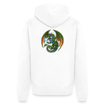 Bleu Vert Dragon Cracheur de Glace - Veste à capuche bio Premium Unisexe - blanc - Dos - Thijin (182cm)