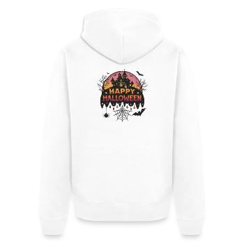 Spukschloss Halloween - Unisex Premium Bio Zip Hoodie - Weiß - Hinten - Thijin (182cm)