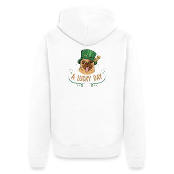The Party Dog top Irisch Patricks Day Design - Unisex Premium Bio Zip Hoodie - Weiß - Hinten - Thijin (182cm)