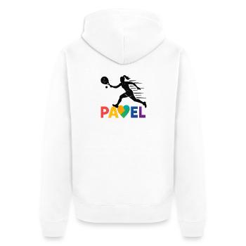 Padel Coeur Arc-en-ciel Sprint - Veste à capuche bio Premium Unisexe - blanc - Dos - Thijin (182cm)