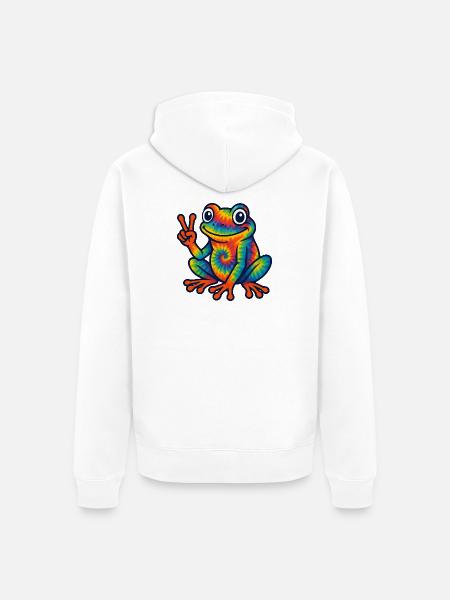 Tie Dye Frog Lover Herpetology Frog - Unisex Premium Organic Zip Hoodie - white