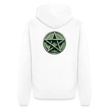 Emerald Pentagram Crest - Unisex Premium Organic Zip Hoodie - white - Back - Thijin (182cm)