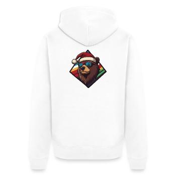 Ours d’hiver avec chapeau de Père Noël - Veste à capuche bio Premium Unisexe - blanc - Dos - Thijin (182cm)