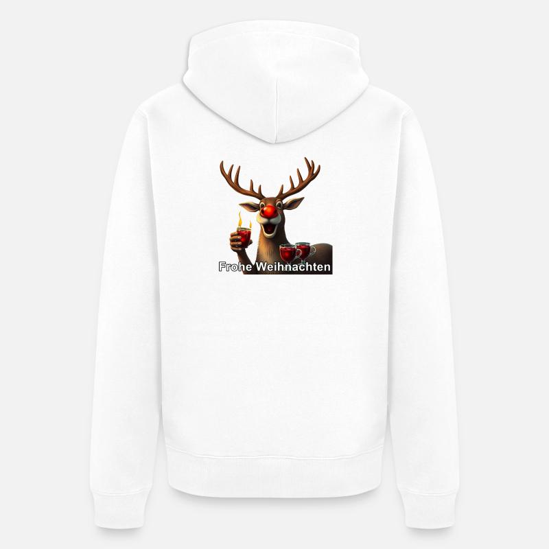 Renne au vin chaud Joyeux Noël - Veste à capuche bio Premium Unisexe - blanc