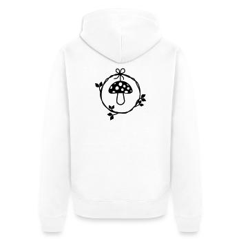 Fliegenpilz im Blätterkranz  - Unisex Premium Bio Zip Hoodie - Weiß - Hinten - Thijin (182cm)