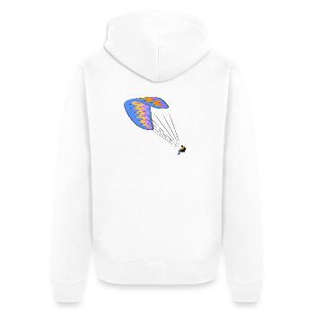 Gleitschirm Sport - Unisex Premium Bio Zip Hoodie - Weiß - Hinten - Thijin (182cm)